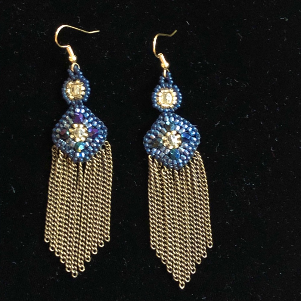 Handmade beaded Summer of Love SF earrings